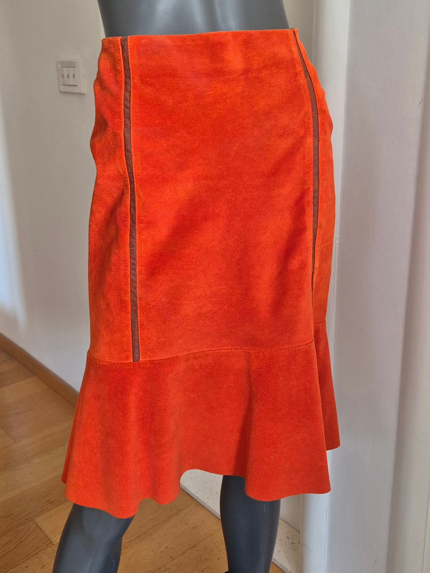 vintage narančasta suknja od brušene kože