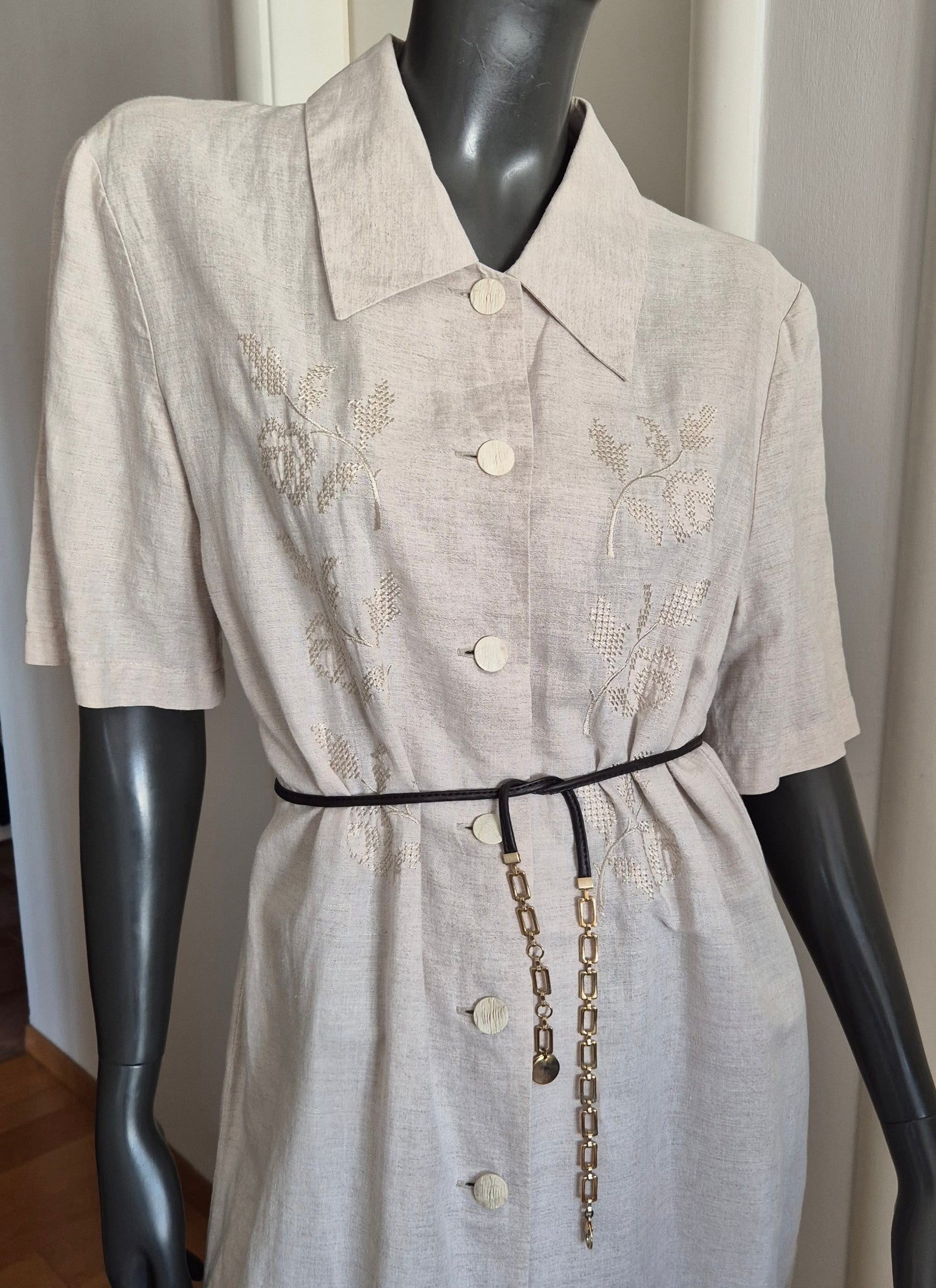 MURA vintage haljina, lan i pamuk s vezom