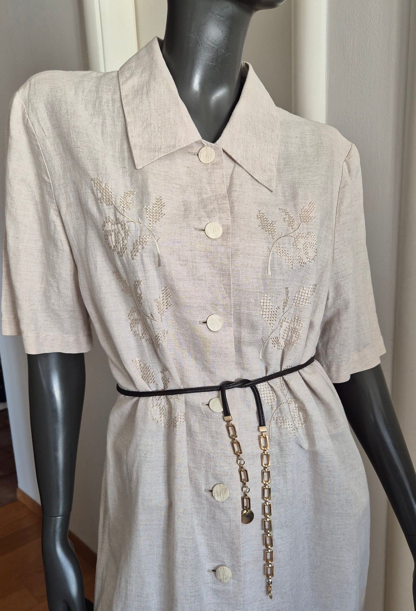 MURA vintage haljina, lan i pamuk s vezom