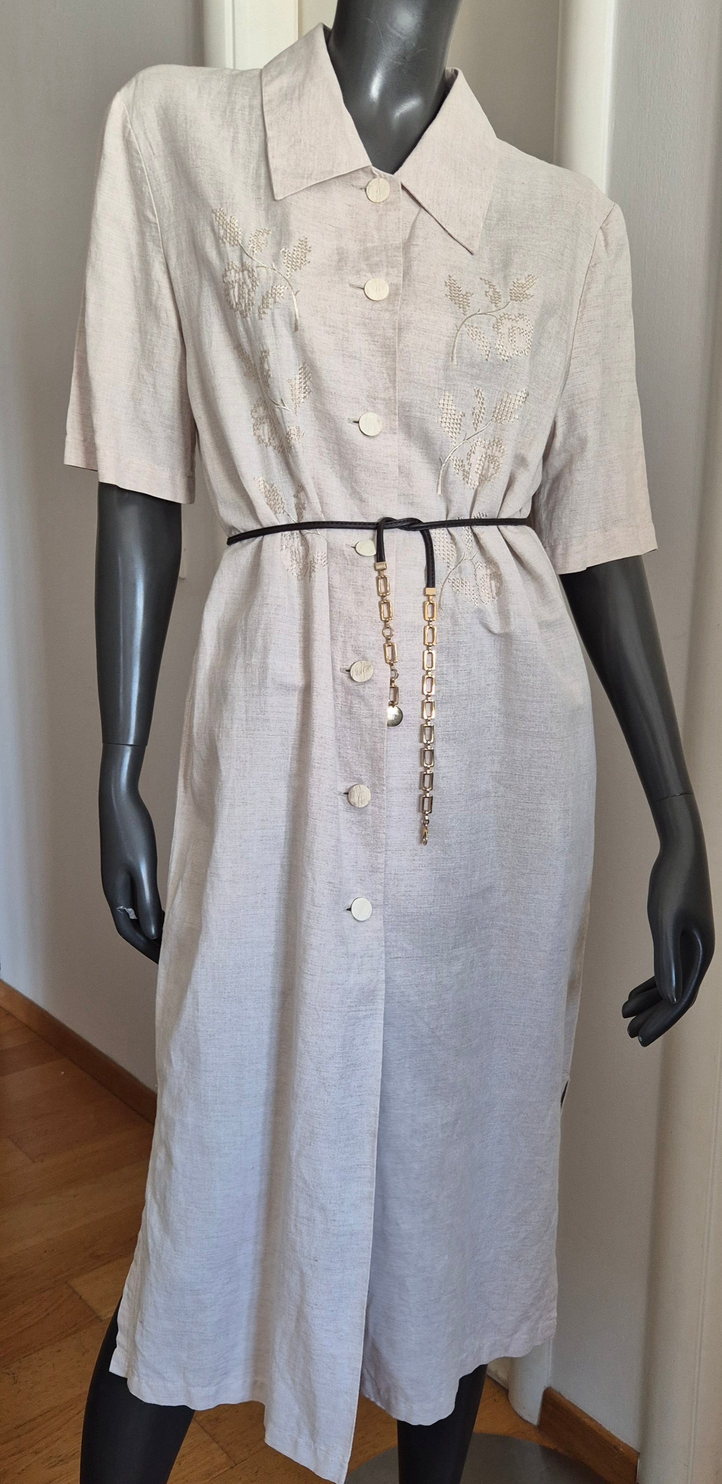 MURA vintage haljina, lan i pamuk s vezom