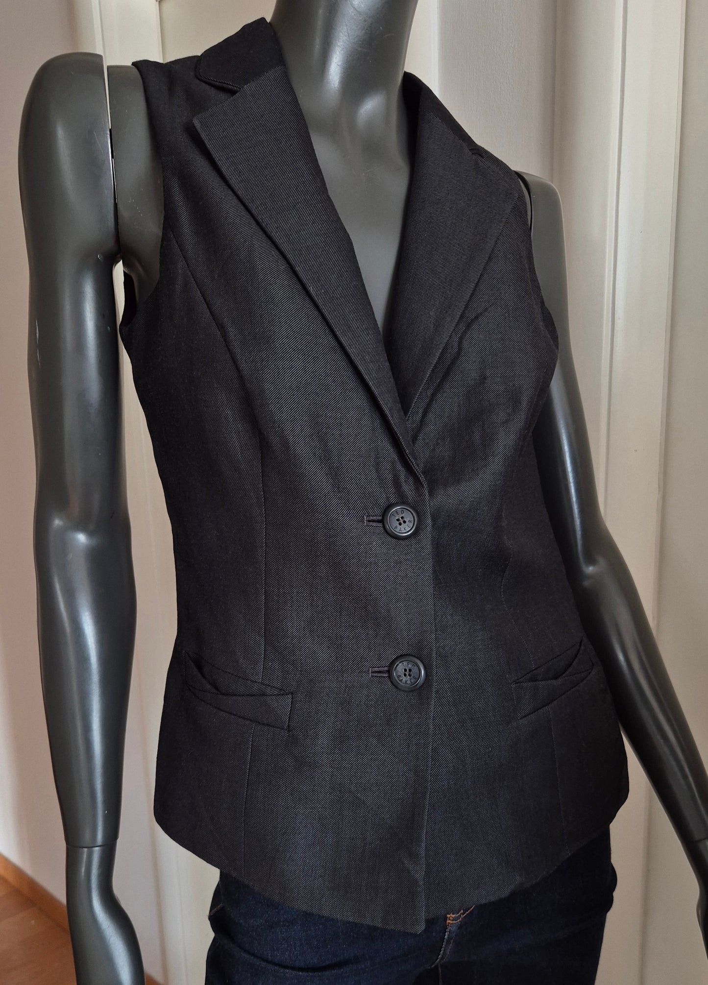 TED BAKER tamnosivi prsluk, vuna i lan, nov