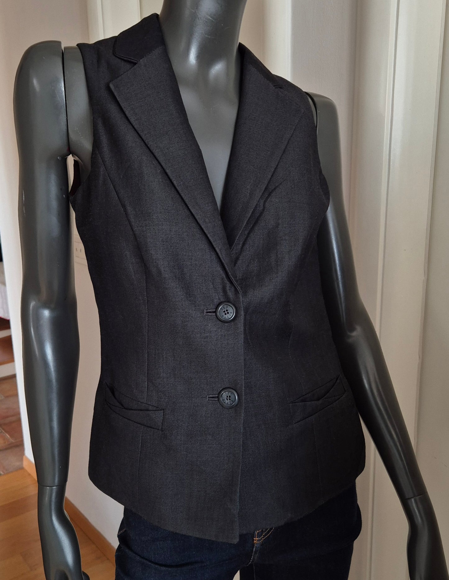 TED BAKER tamnosivi prsluk, vuna i lan, nov