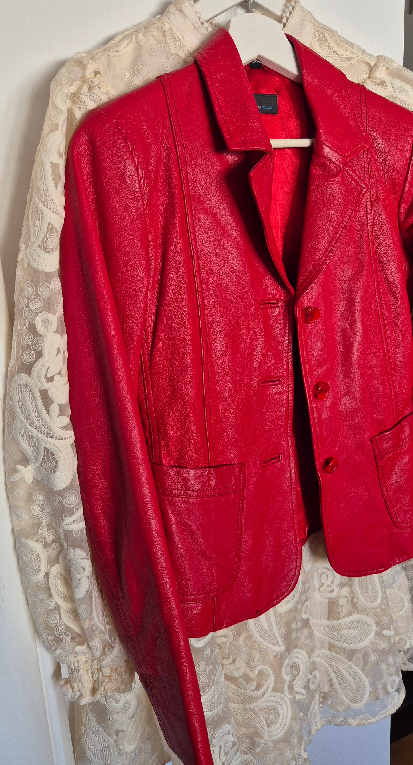 ROCK AND BLUE crvena jakna, koža