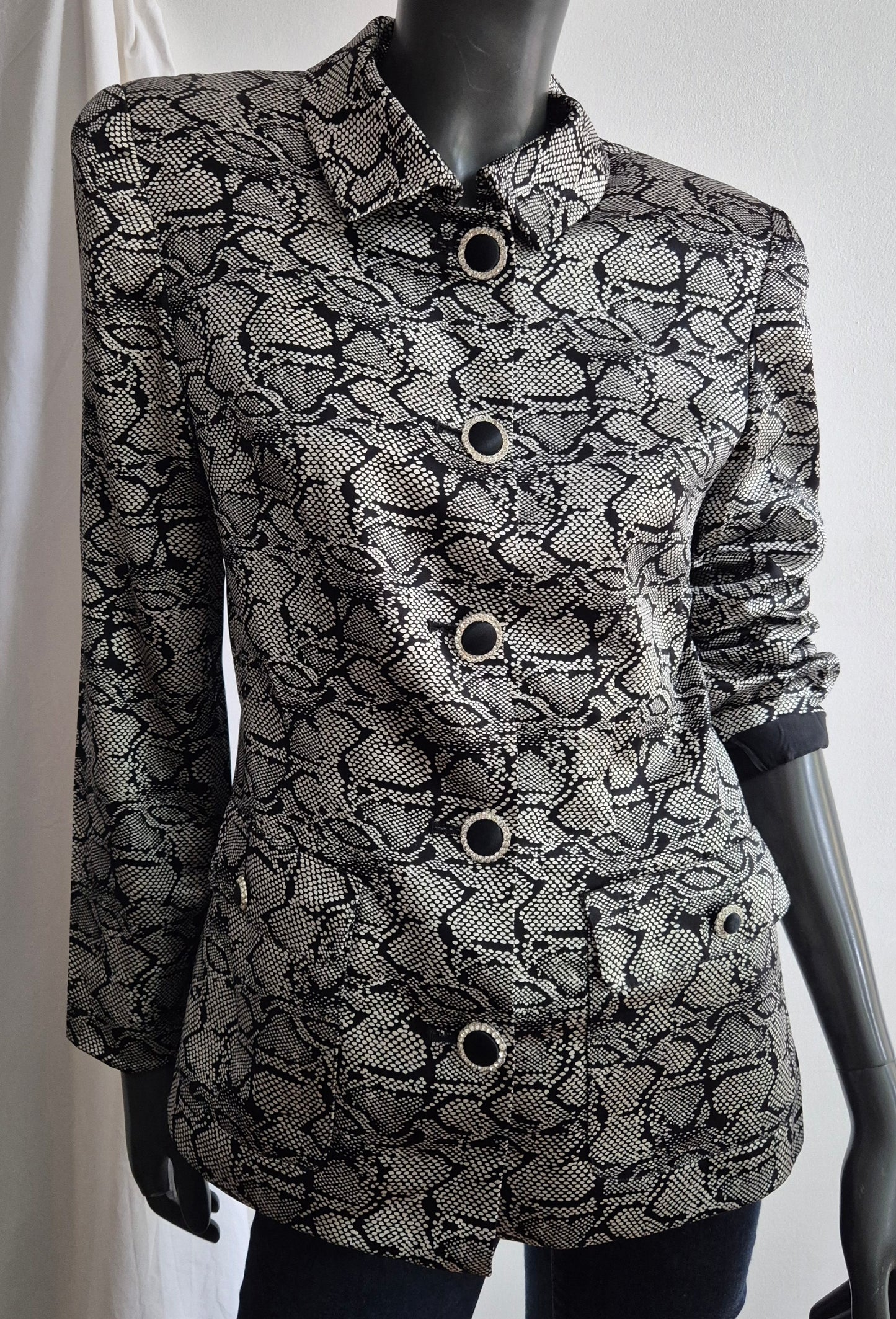 RICKIE FREEMAN vintage dizajnerski blejzer/jakna s posebnom dugmadi, svila