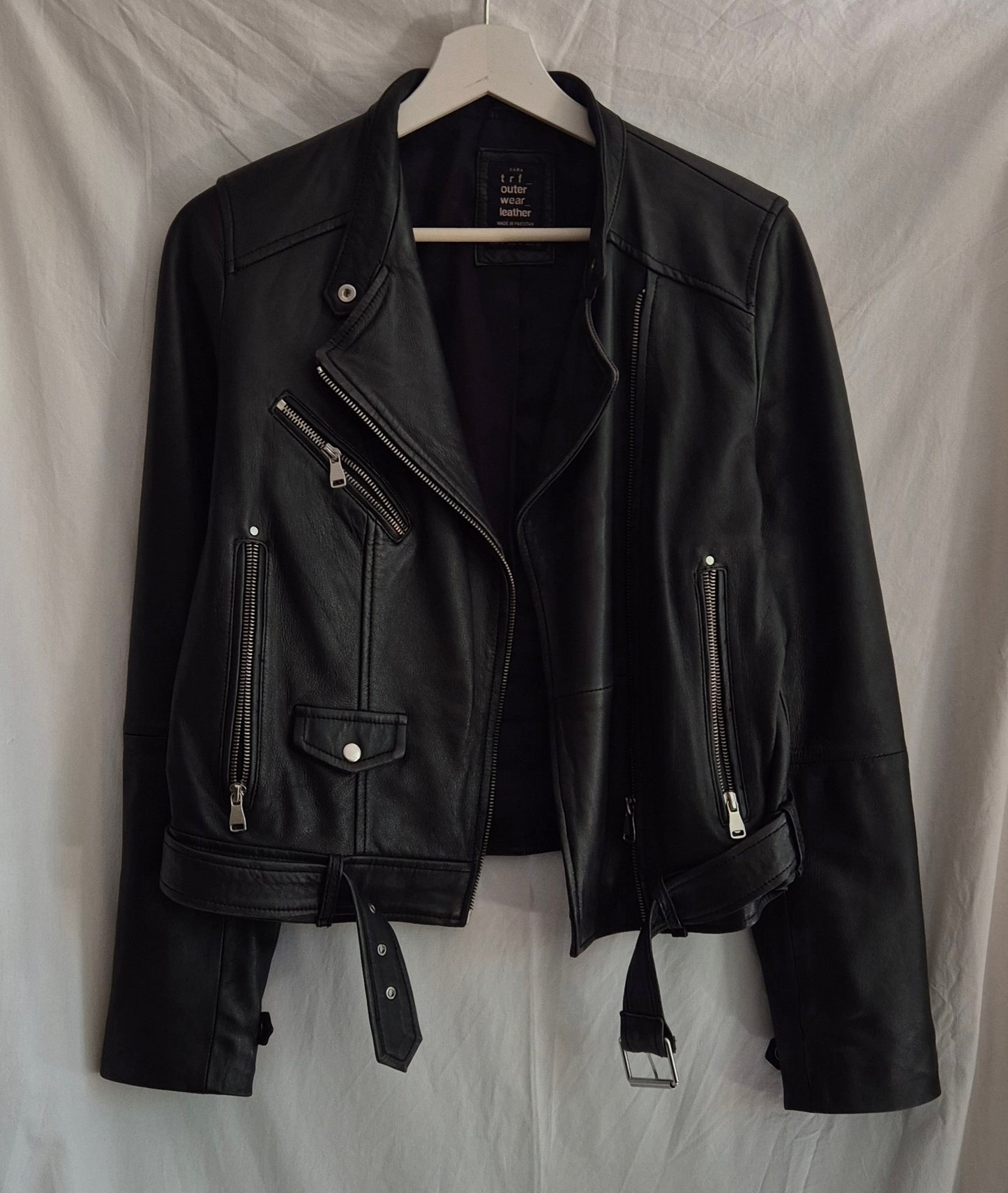 ZARA crna kožna biker jakna