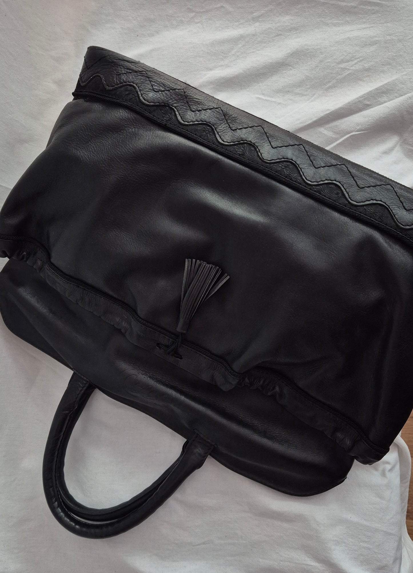 velika vintage torba, koža