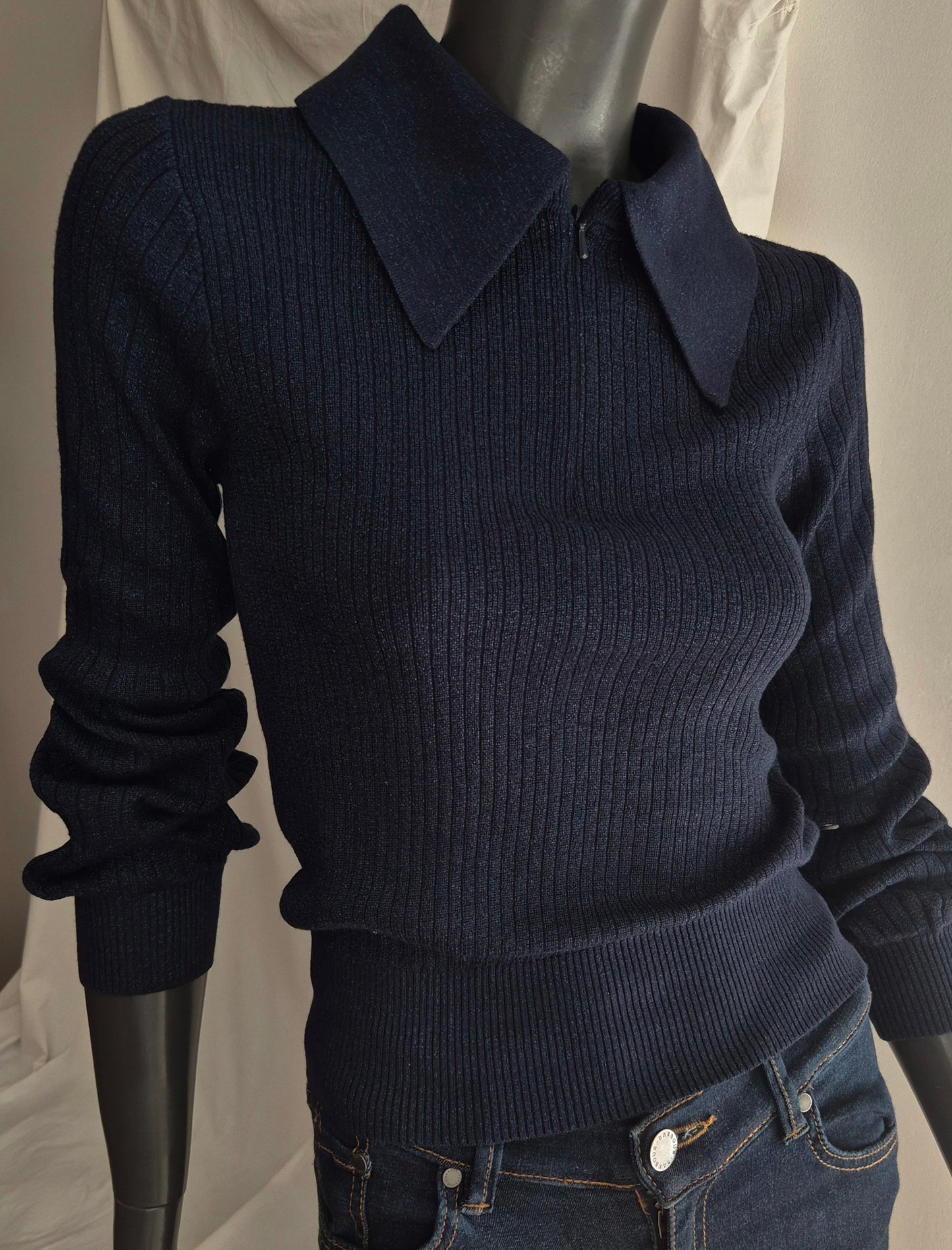 SCOTCH&SODA rebrasti pleteni polo top, tamnoplavi s malo sjaja, novo