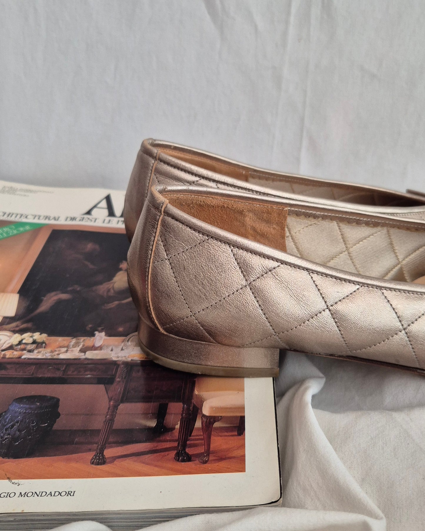divne vintage metalik balerinke, koža, za 39