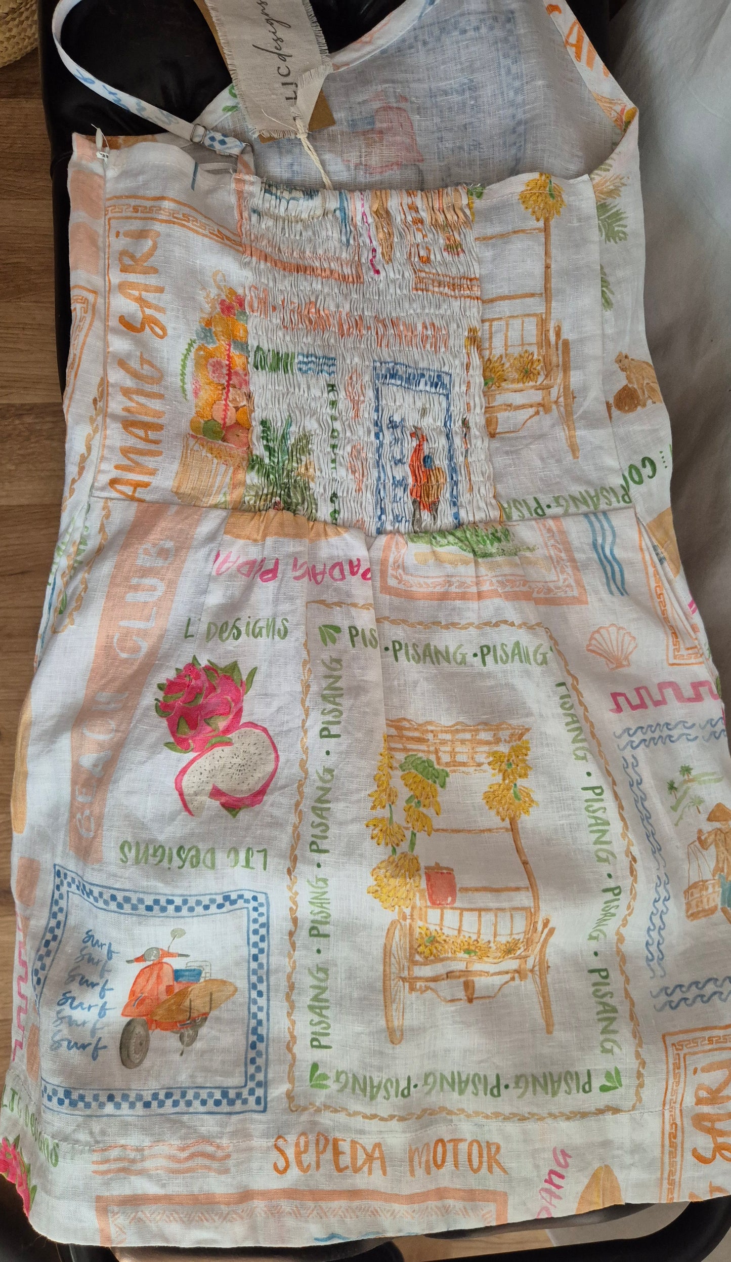 LJC DESIGNS haljina s ljetnim uzorkom, 100% lan, nova (s etiketom)