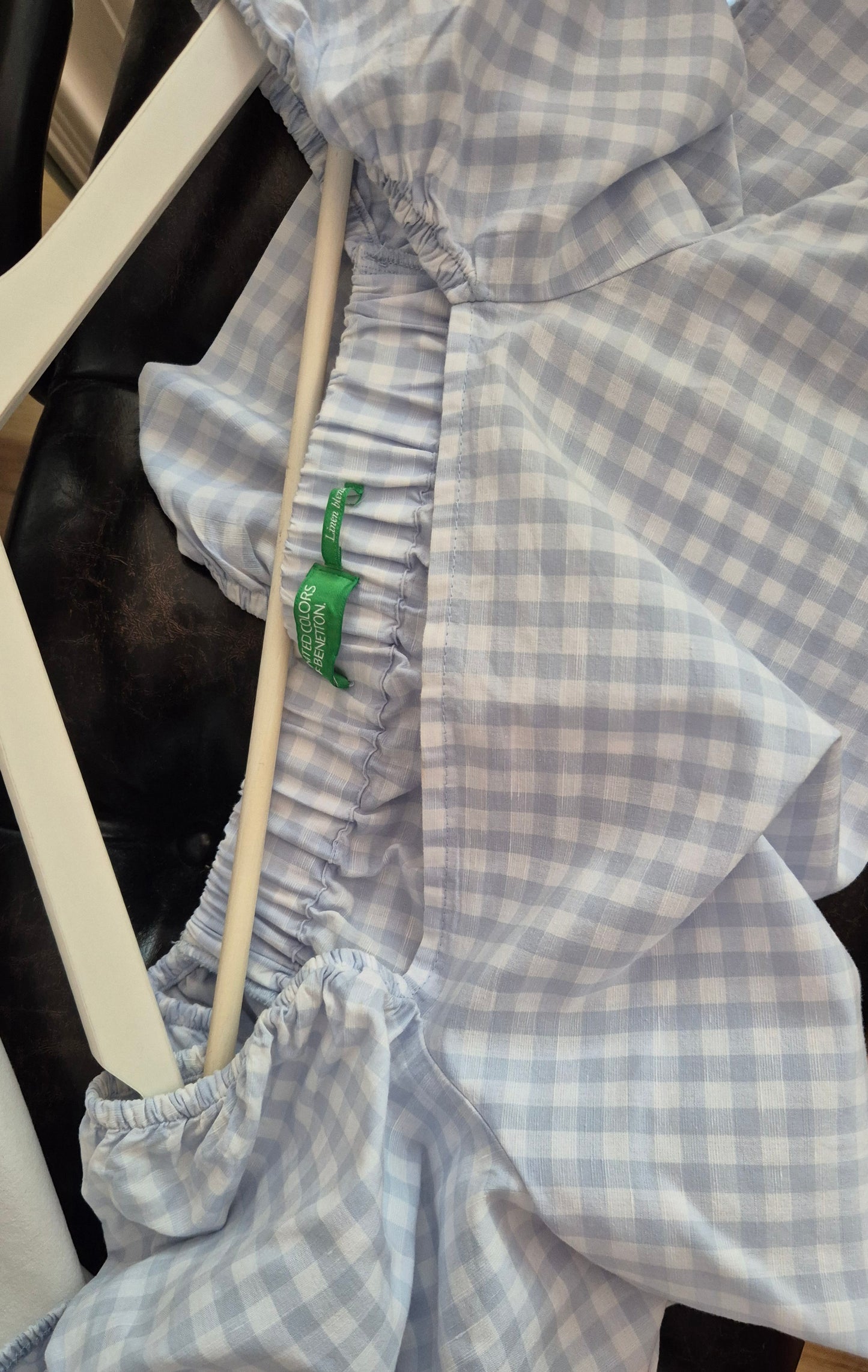 BENETTON gingham bluza, pamuk i lan