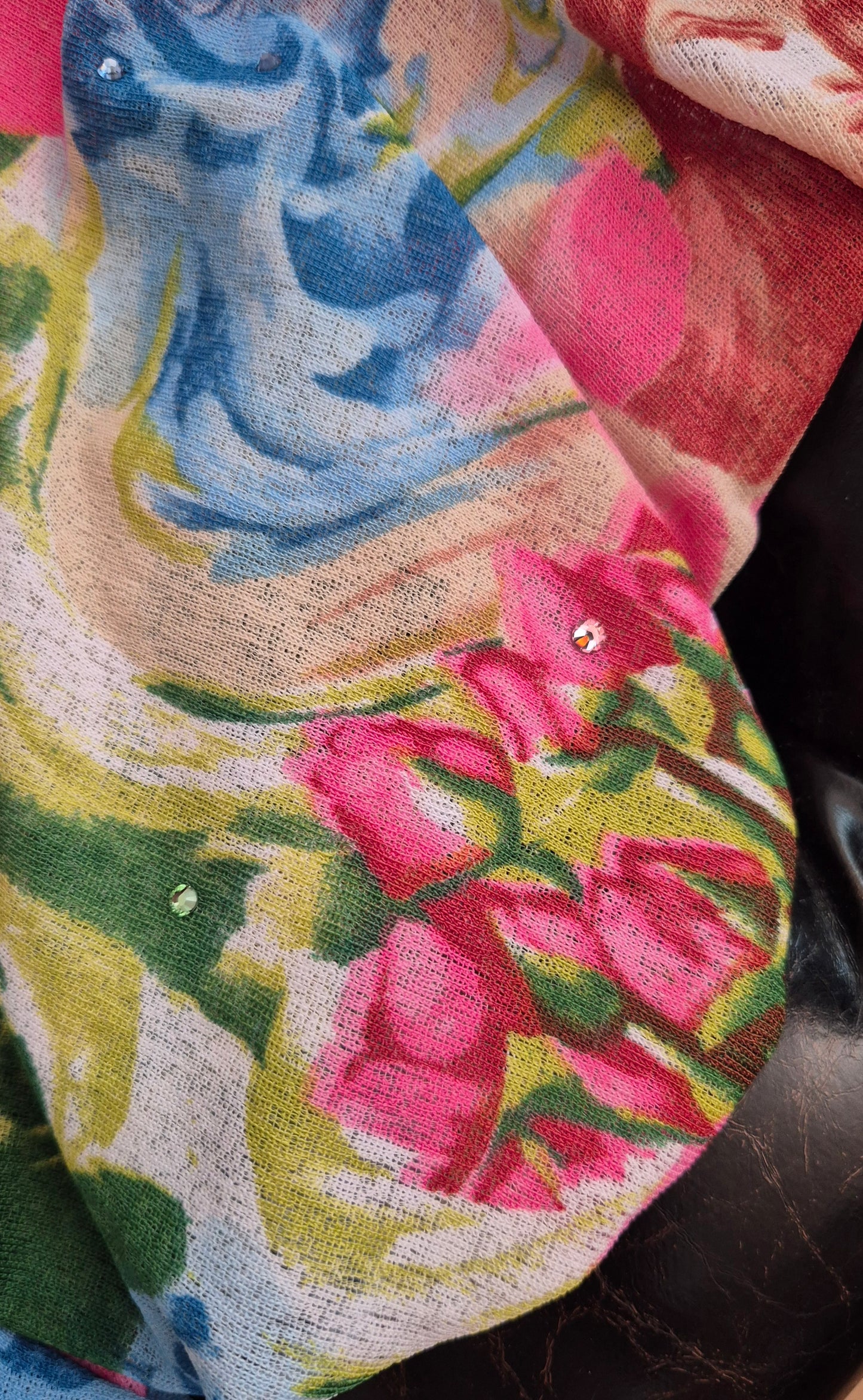 Y2k vintage mesh majica s uzorkom i kristalićima