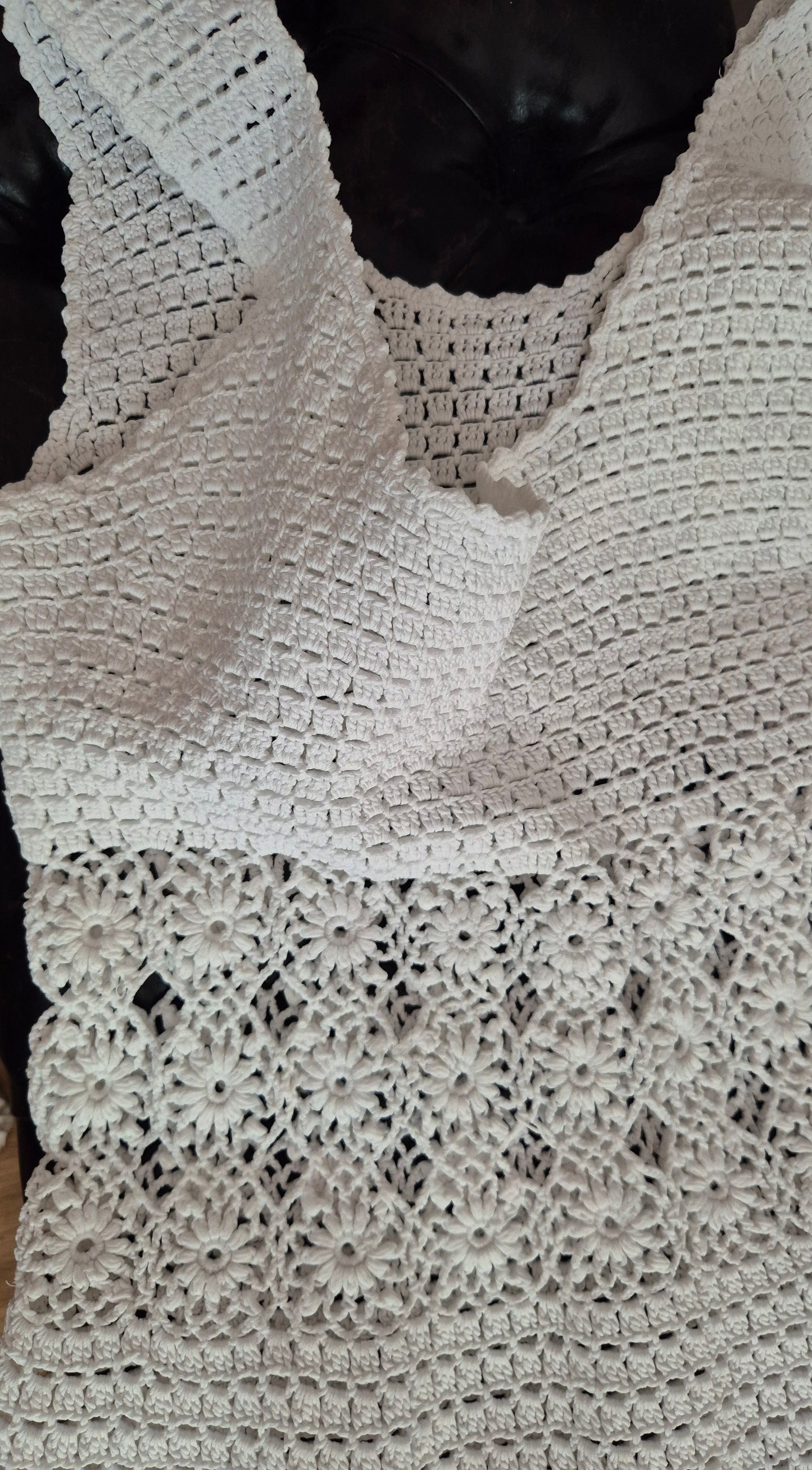 kukičana bijela haljina, vintage