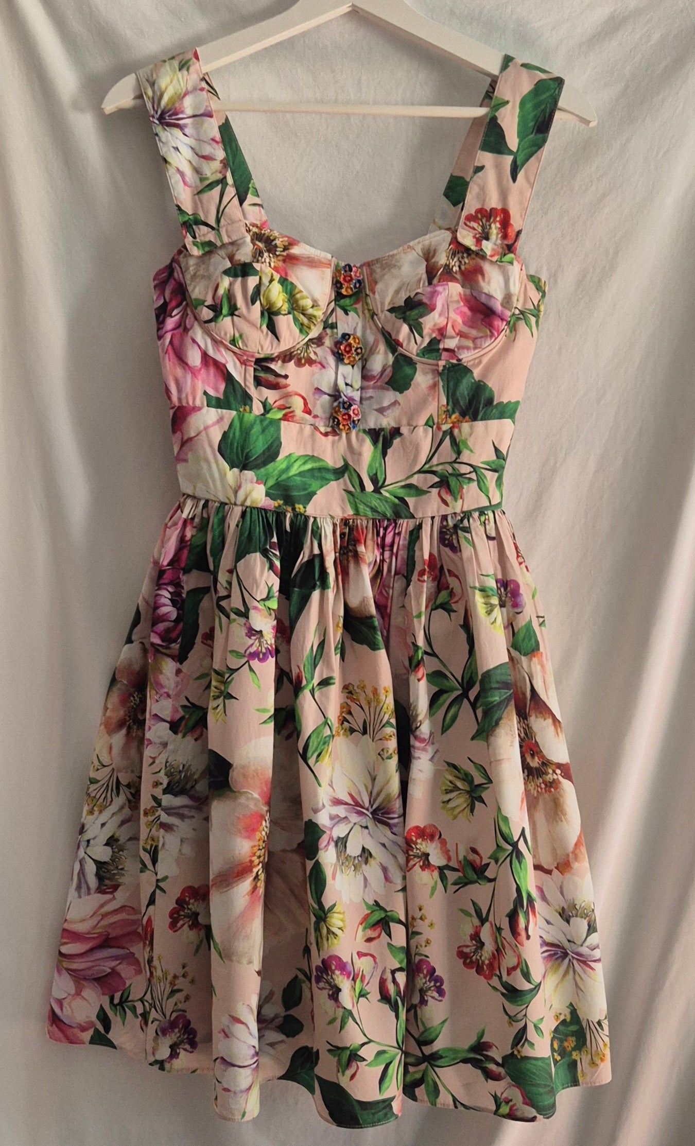 floral haljina s predivnom dugmadi, pamuk, nova