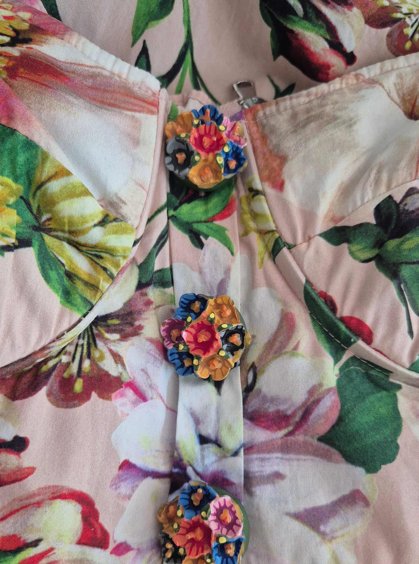 floral haljina s predivnom dugmadi, pamuk, nova