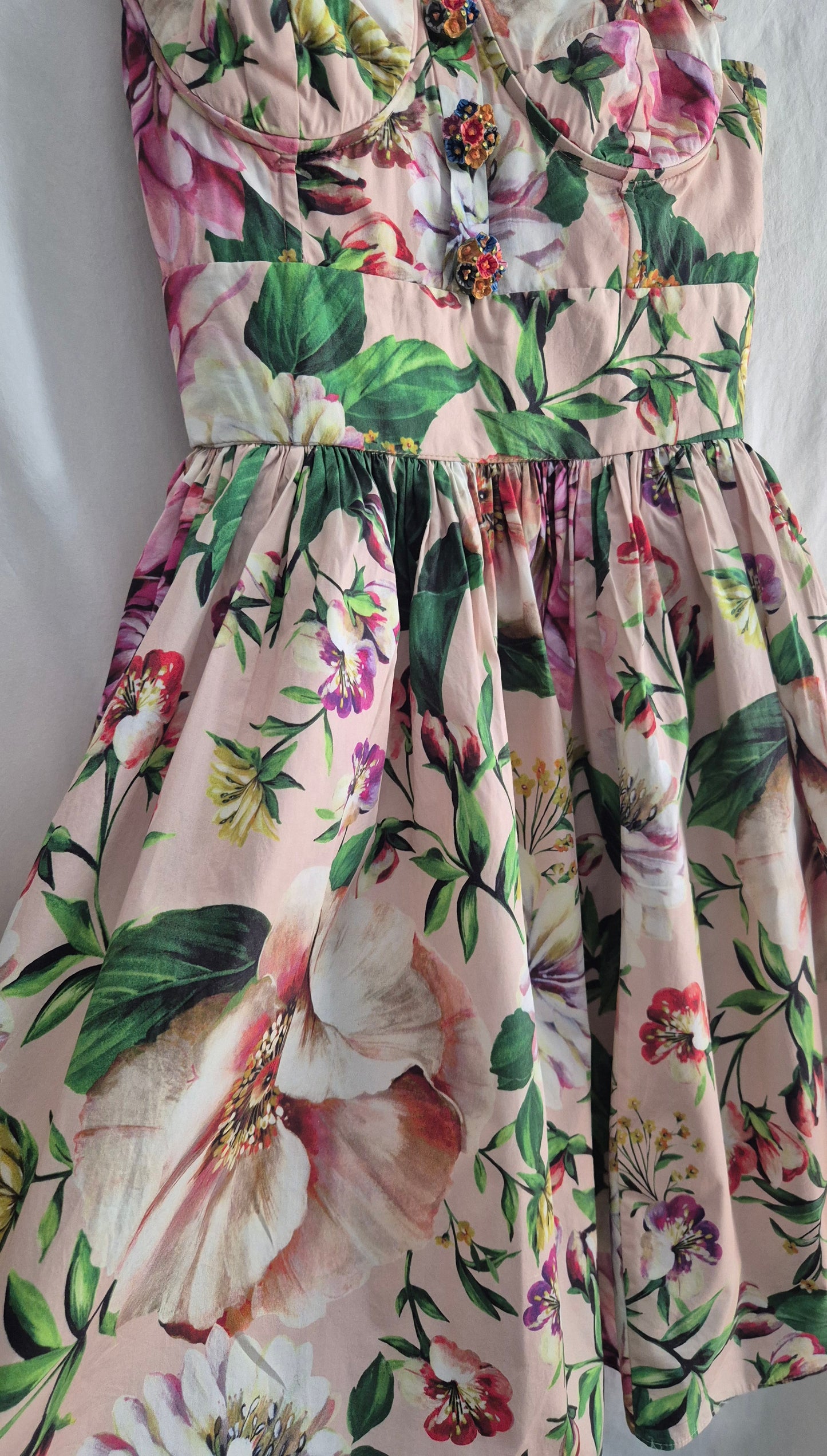 floral haljina s predivnom dugmadi, pamuk, nova