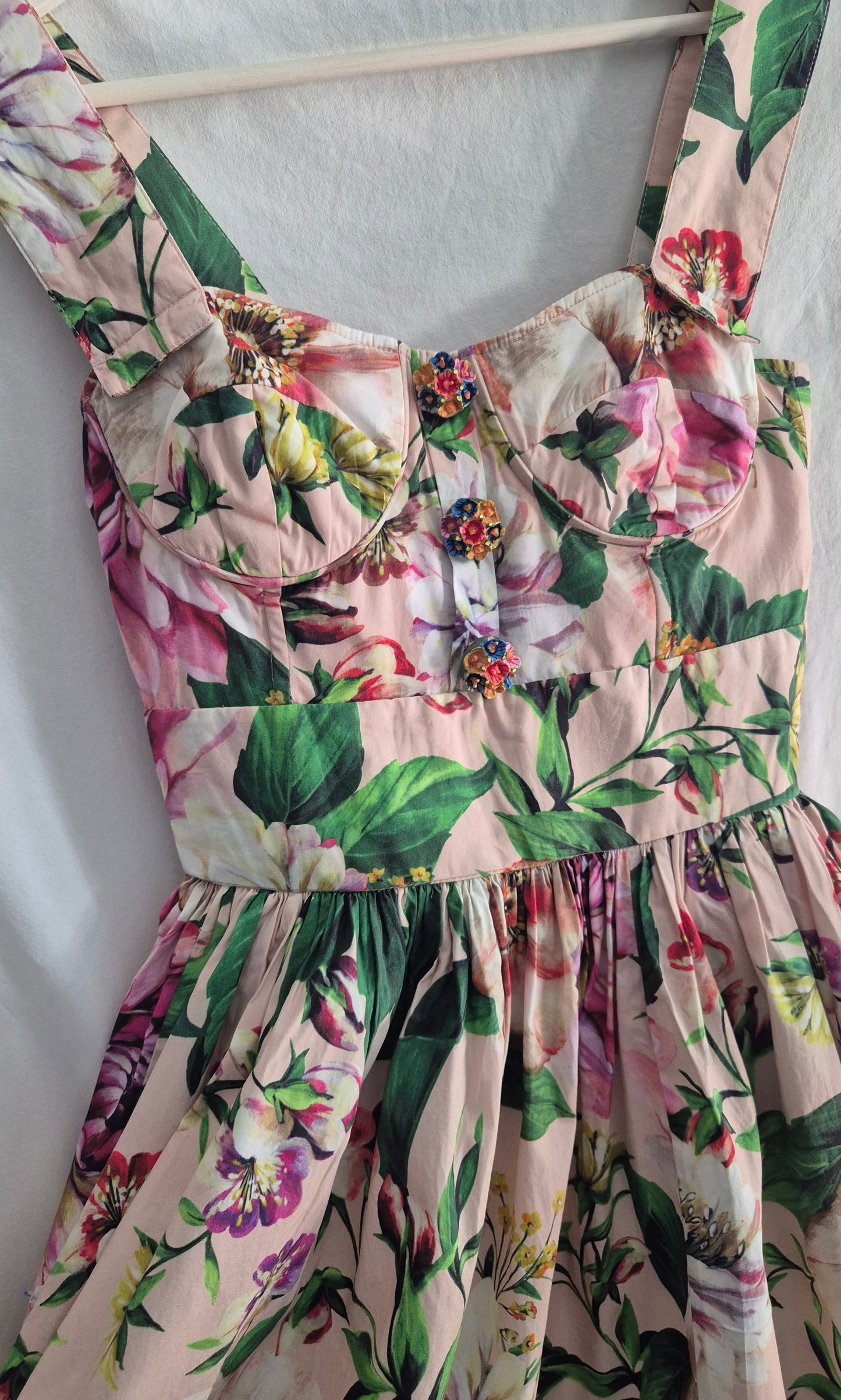 floral haljina s predivnom dugmadi, pamuk, nova