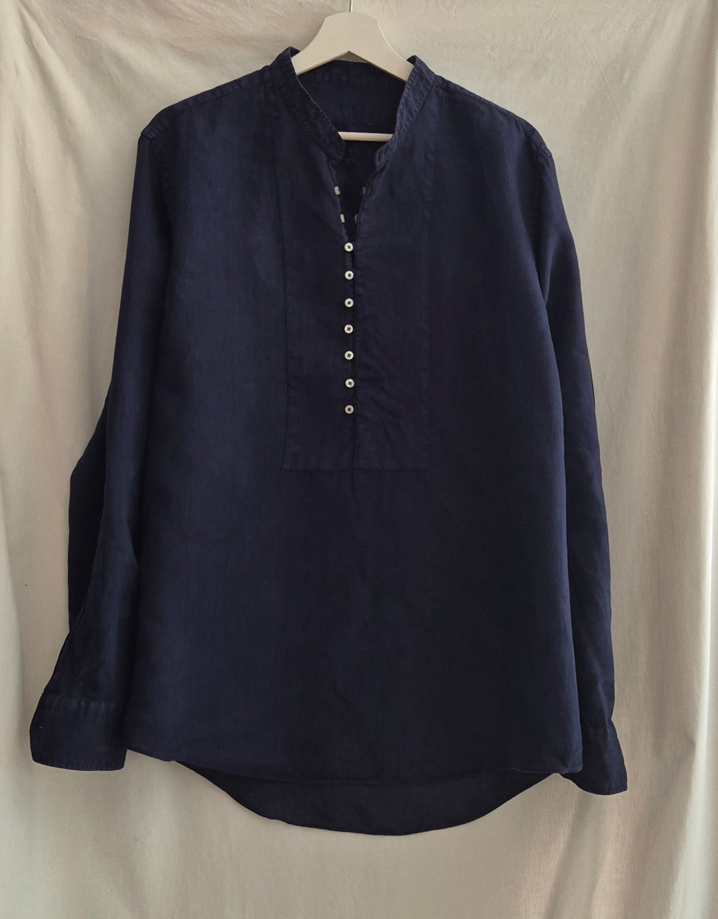 tamnoplava bluza/tunika, lan