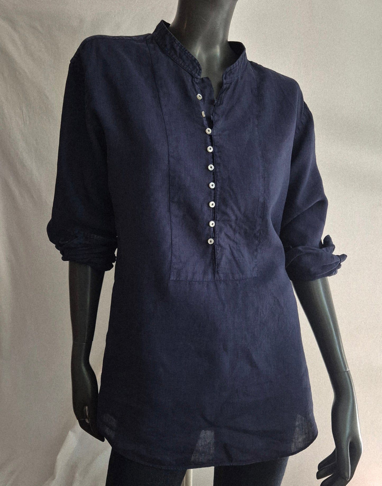tamnoplava bluza/tunika, lan