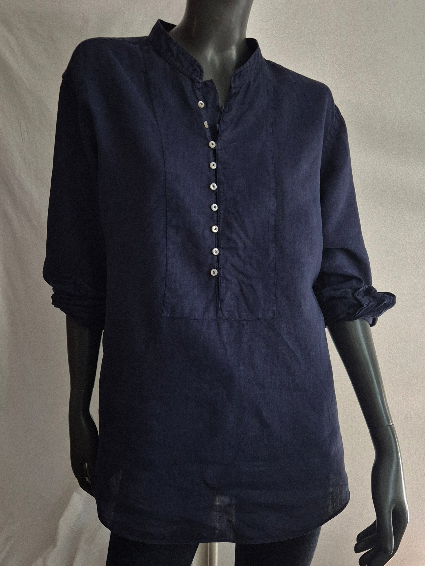tamnoplava bluza/tunika, lan