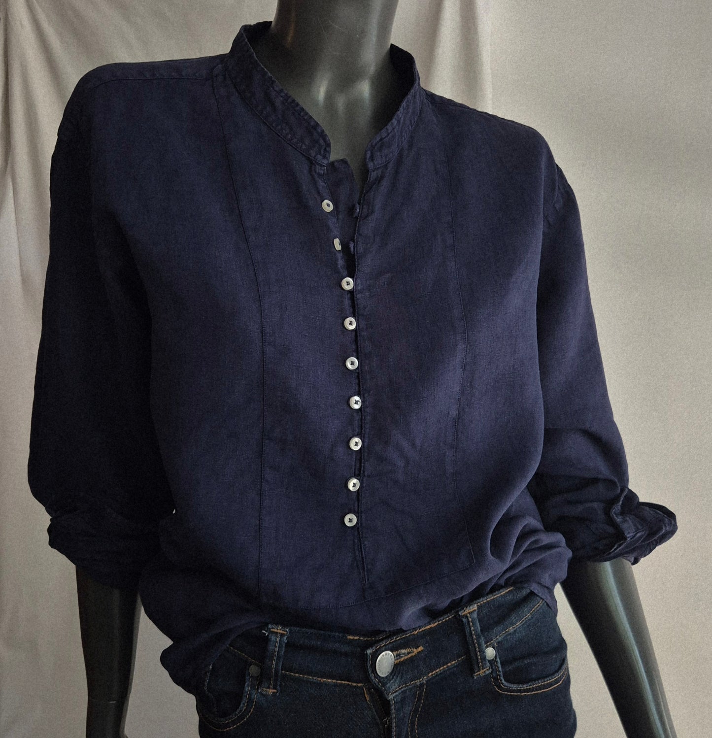 tamnoplava bluza/tunika, lan