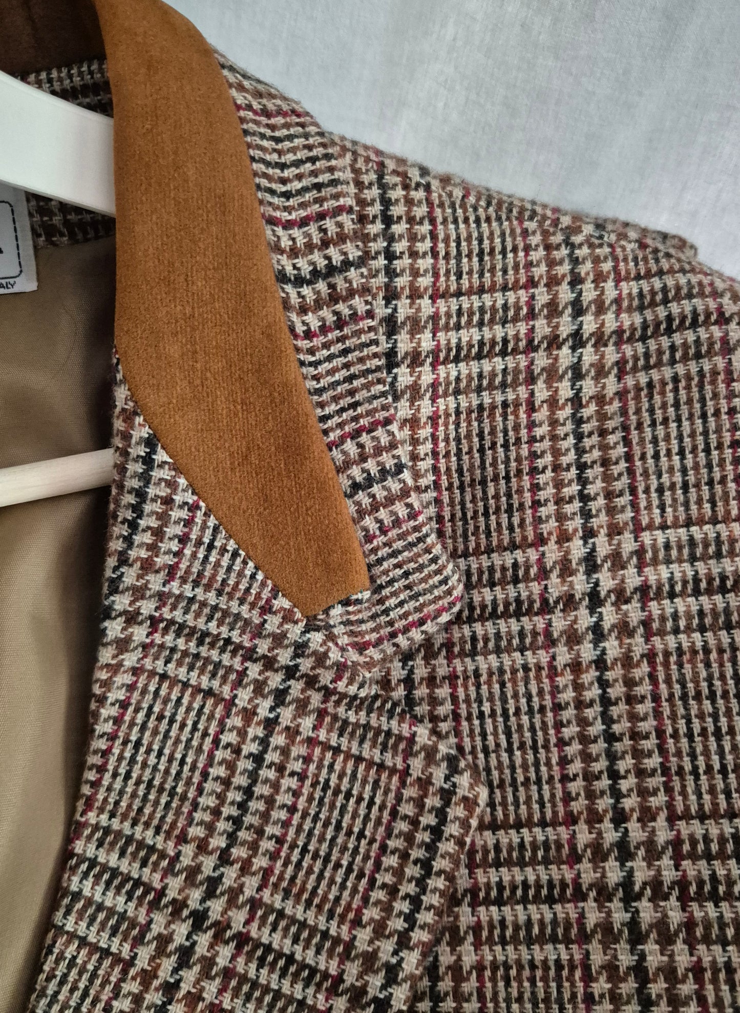 vintage karirani blejzer, vuna, novi