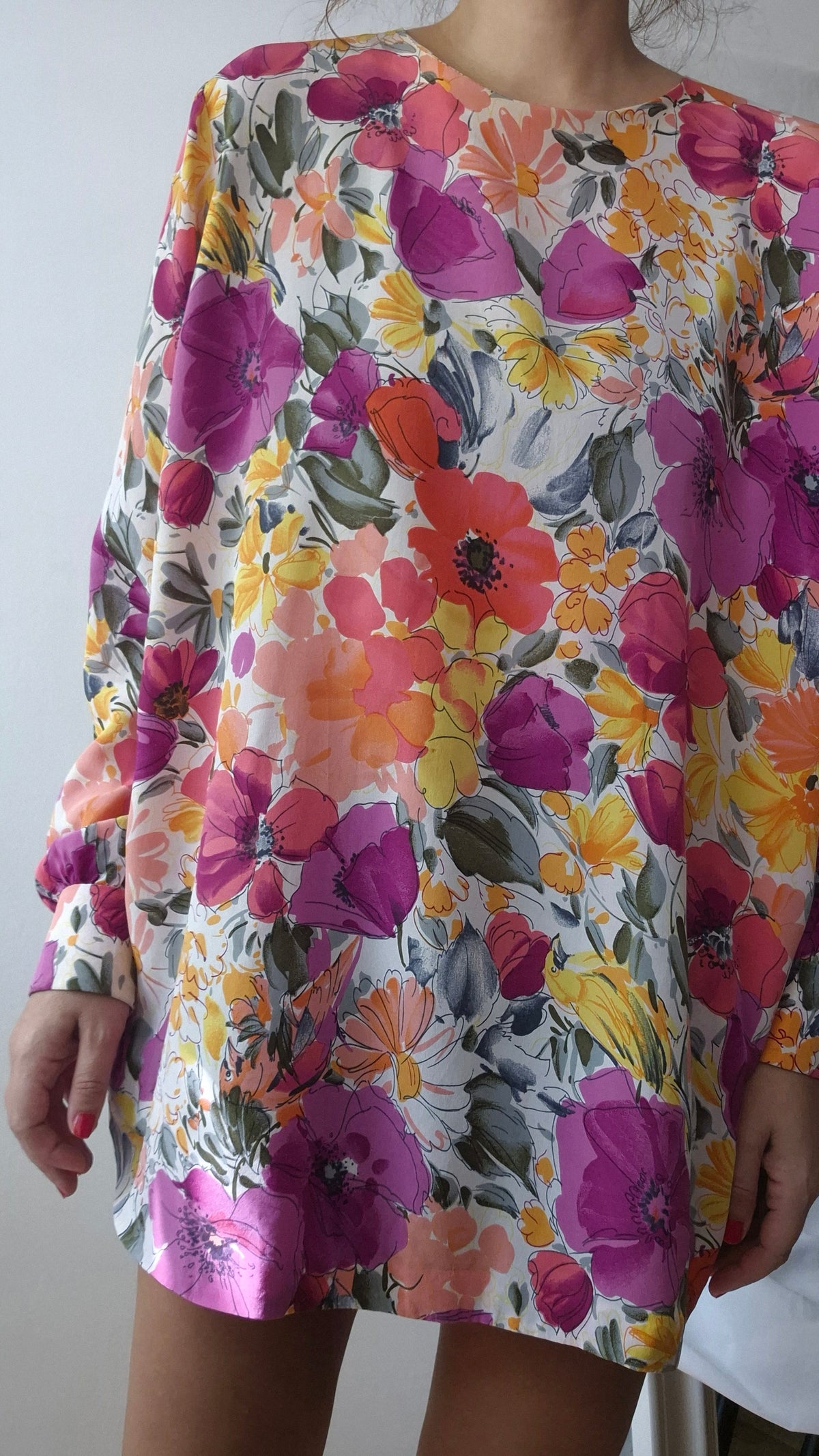 vintage floral bluza/tunika/haljina, svila, nova
