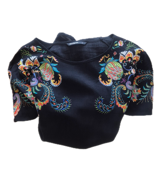 DESIGUAL crno-šarena bluza, viskoza