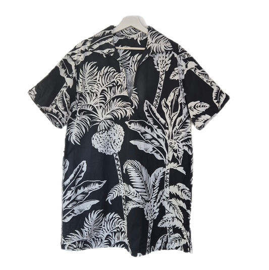 crno-bijela pamučna haljina, tropical print