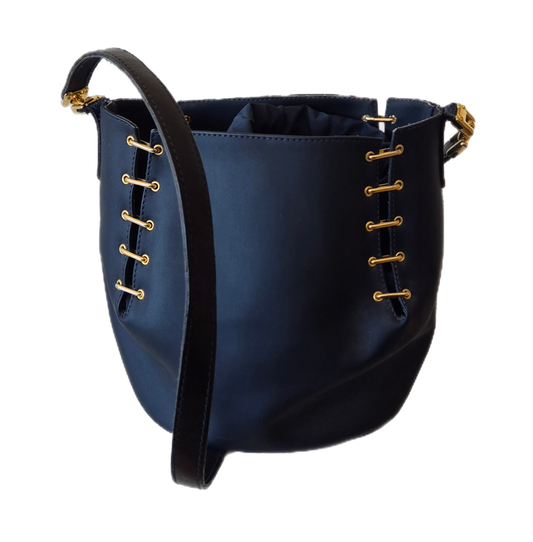 savršena vintage bucket torba, tamnoplava sa zlatnim