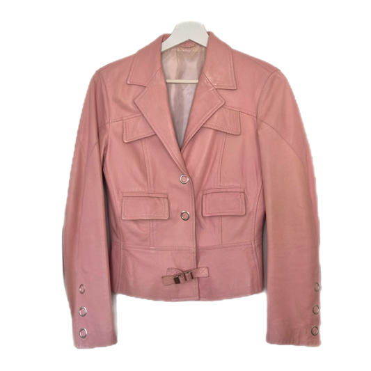pink jakna, koža