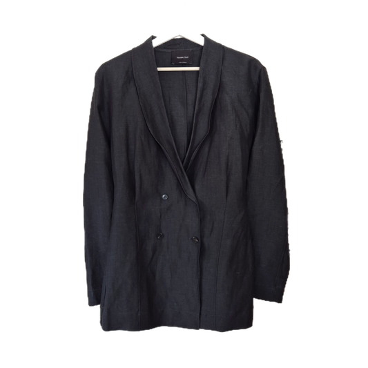 MASSIMO DUTTI lagani strukirani blejzer, lan i vuna