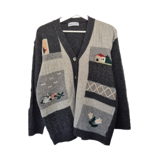 PAOLA DOTTI vintage landscape kardigan, vuna