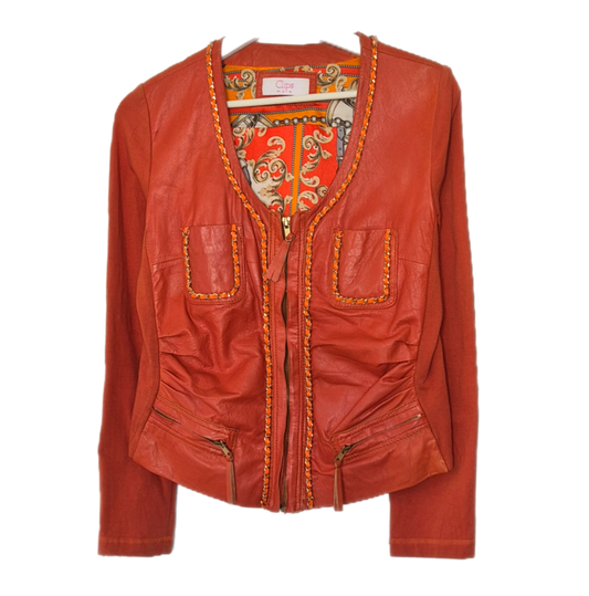 kožna jakna/top luksuznog brenda CLIPS, podstava od svile 🧡