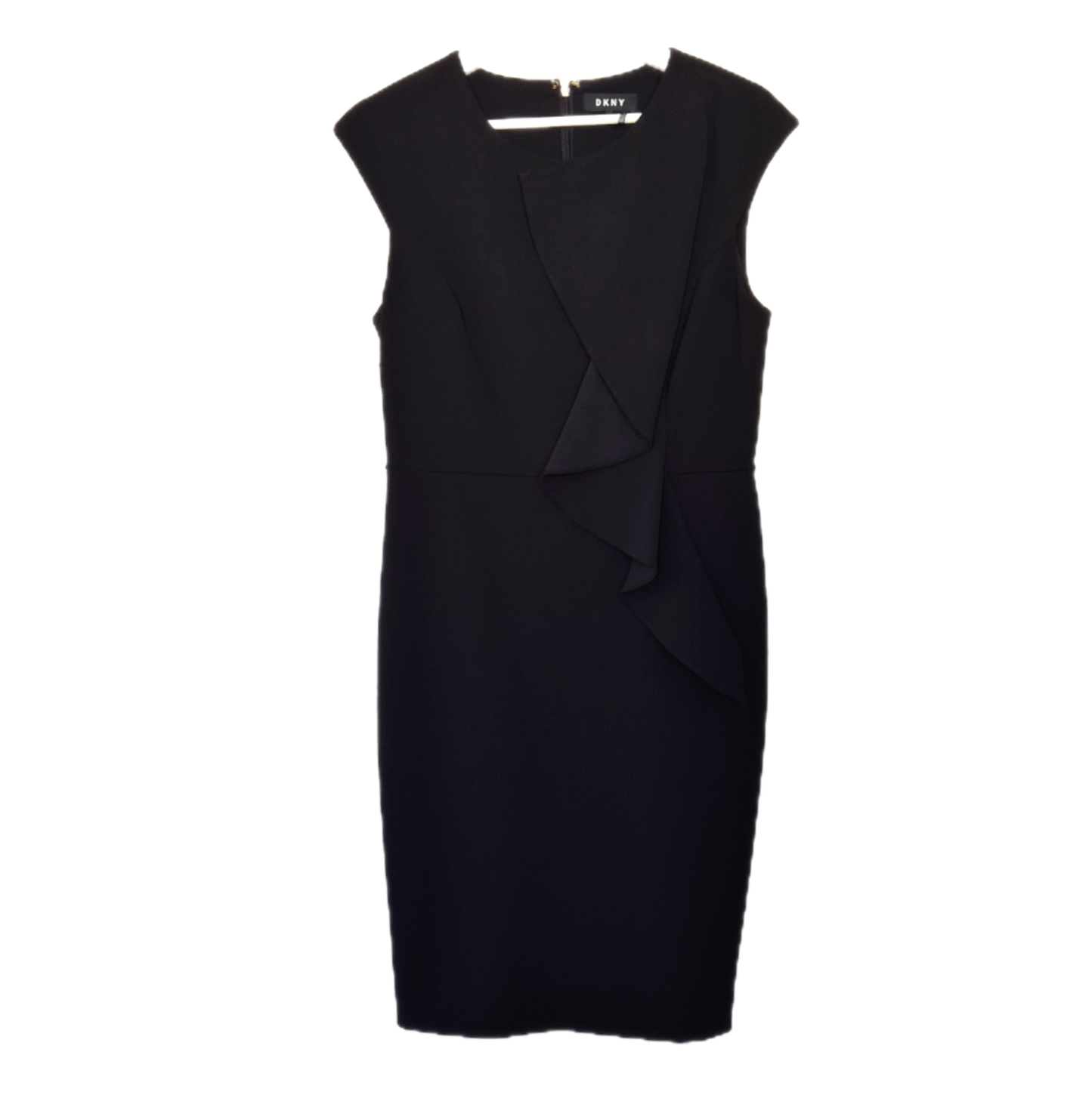 DONNA KARAN crna haljina s volanom
