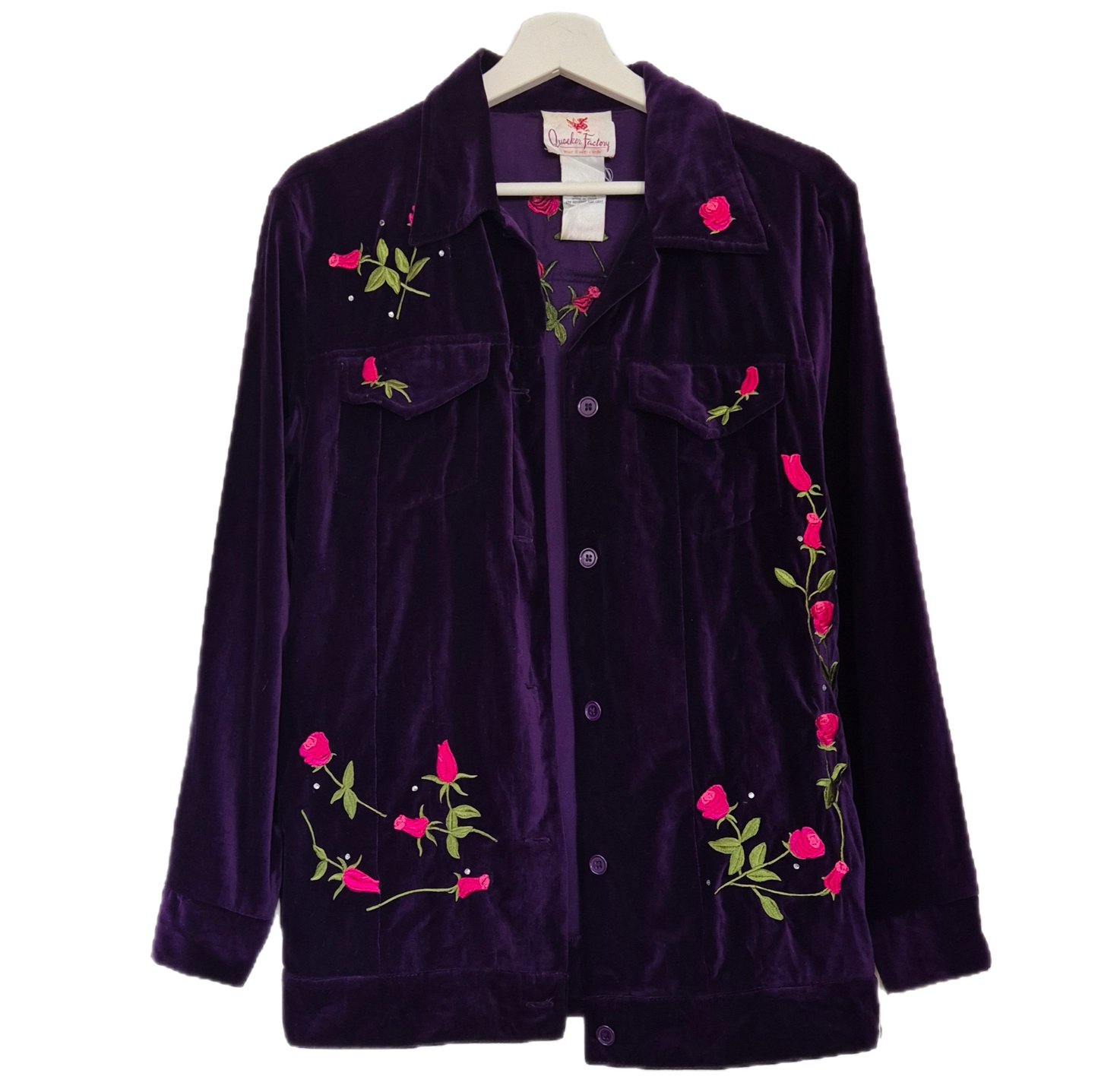 ljubičasta plišana (pamuk) jakna s vezom i štrasom 💜