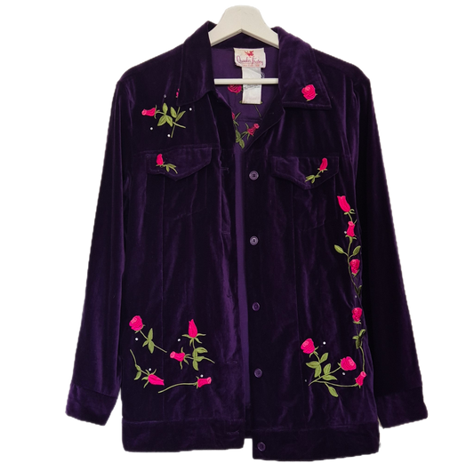 ljubičasta plišana (pamuk) jakna s vezom i štrasom 💜