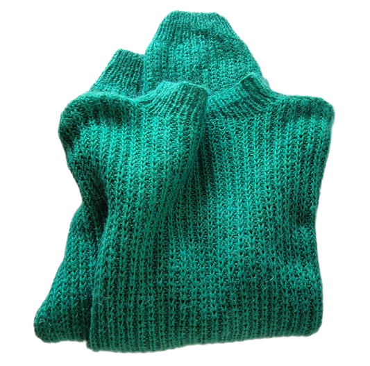 zeleni pulover, ručni rad