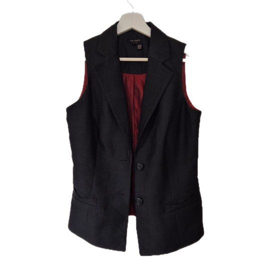 TED BAKER tamnosivi prsluk, vuna i lan, nov