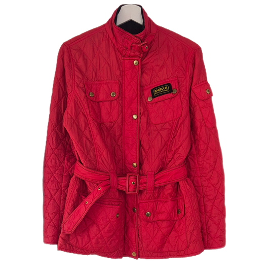 BARBOUR crvena proštepana jakna s remenom