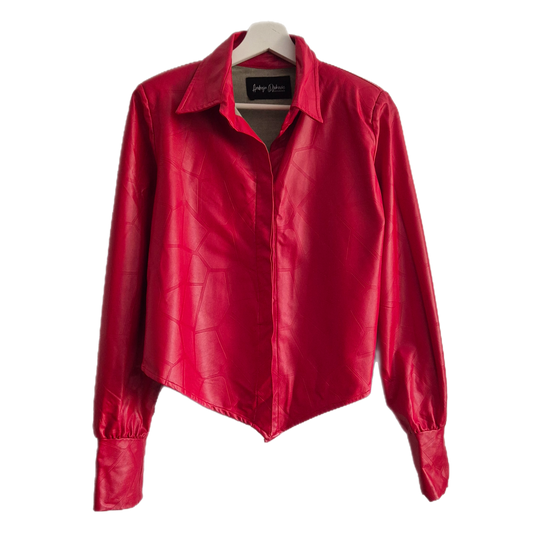 ANDREJA DJOKOVIĆ dizajnerska crvena košulja/jakna, imitacija kože