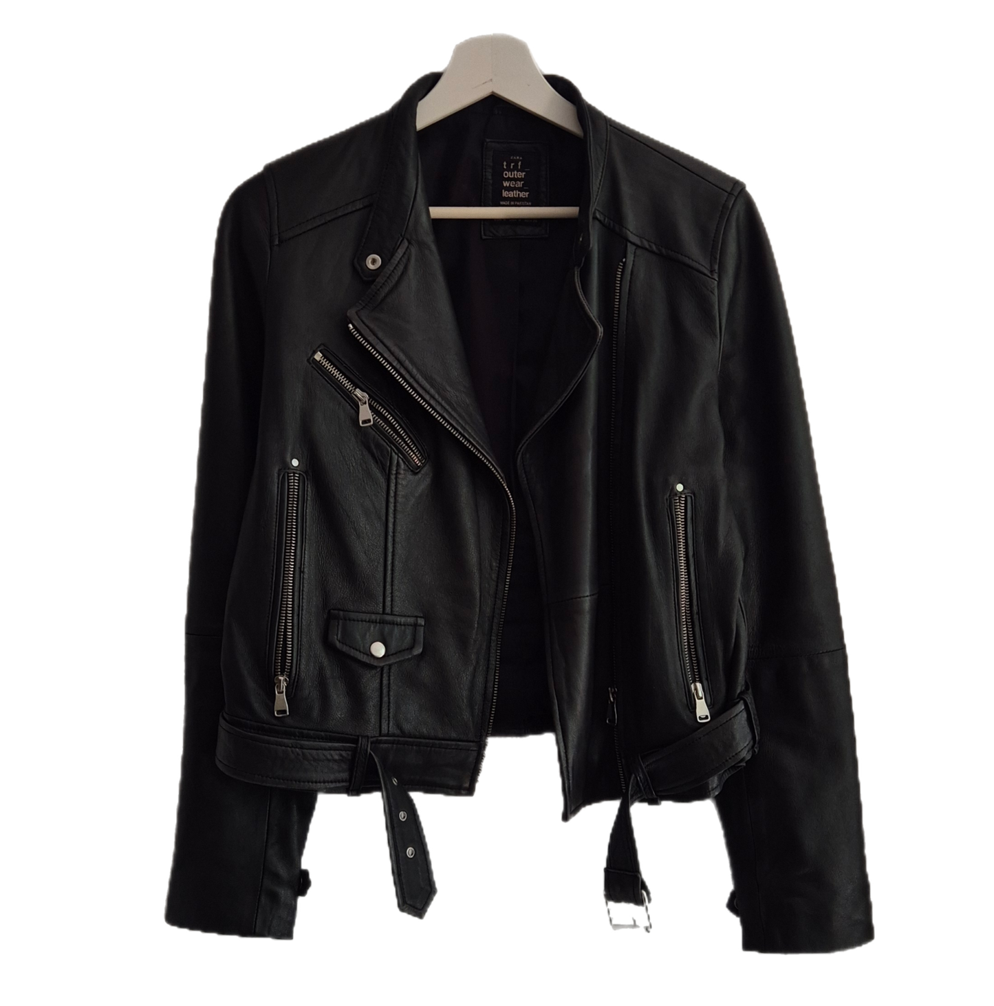 ZARA crna kožna biker jakna