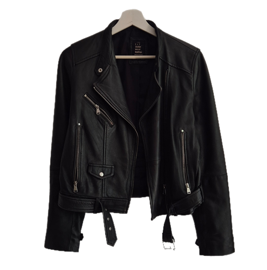ZARA crna kožna biker jakna