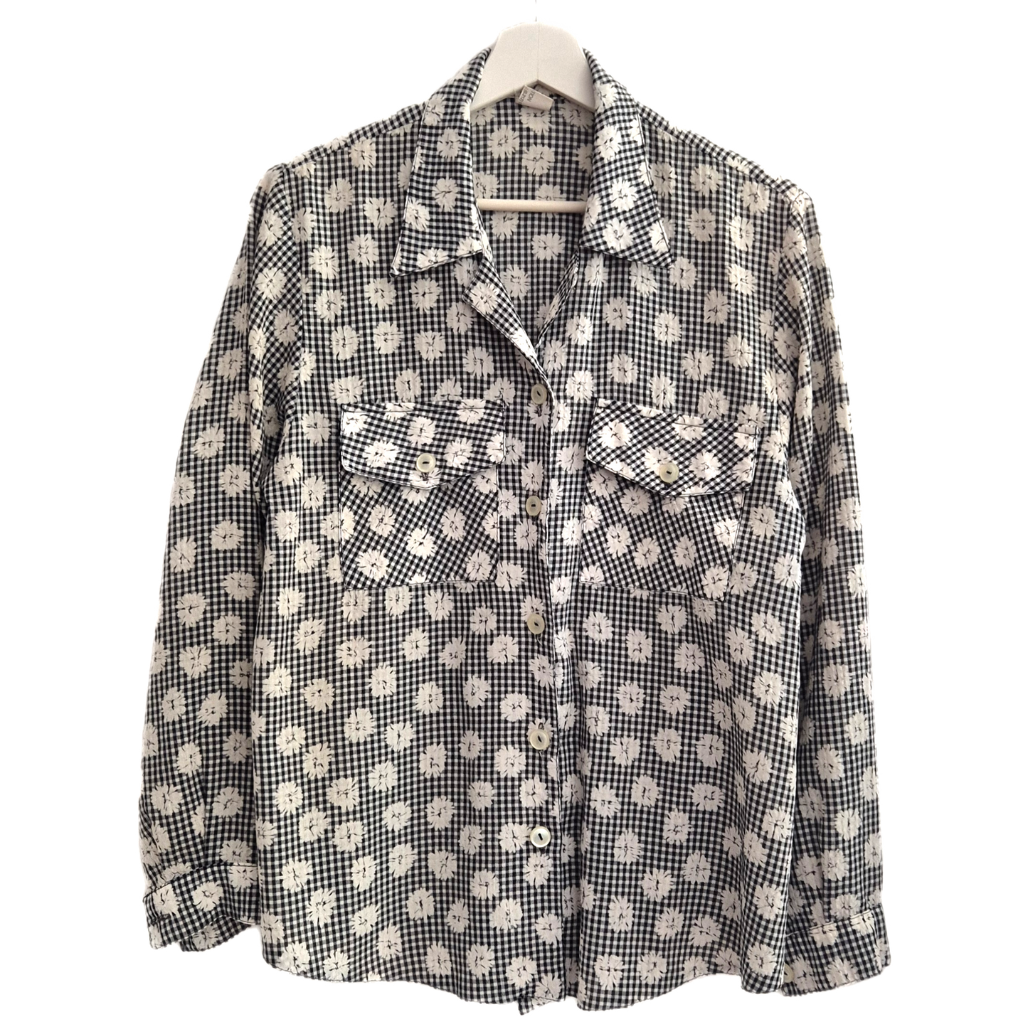 floral/gingham vintage košulja, rustikalni tip materijala 🖤🤍