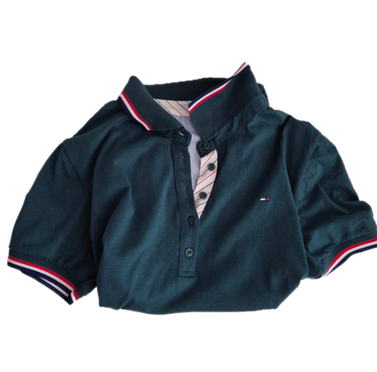 TOMMY HILFIGER tamnozelena polo majica, pamuk, nova