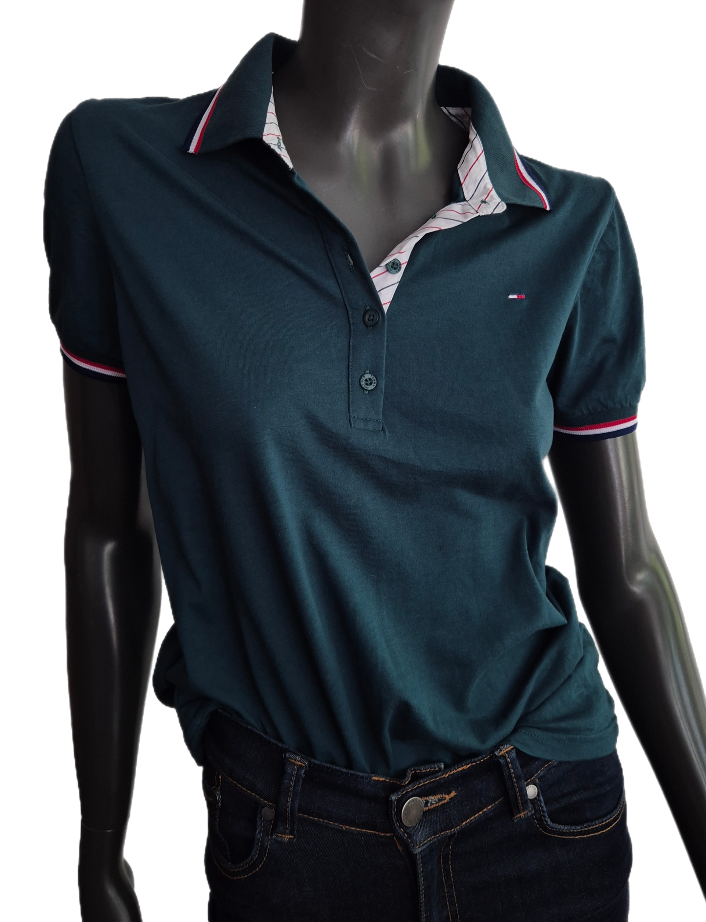 TOMMY HILFIGER tamnozelena polo majica, pamuk, nova