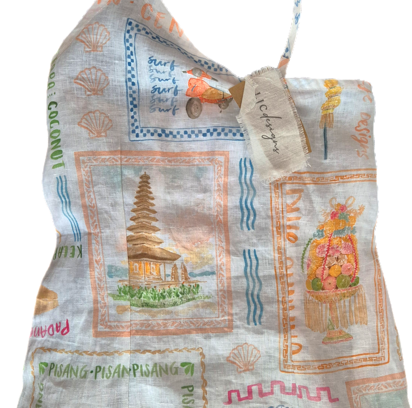 LJC DESIGNS haljina s ljetnim uzorkom, 100% lan, nova (s etiketom)