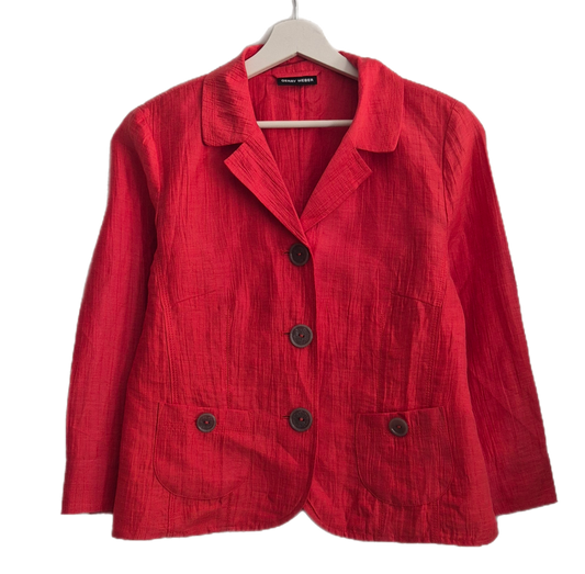 GERRY WEBER koraljno crveni laneni blejzer/jakna, novo