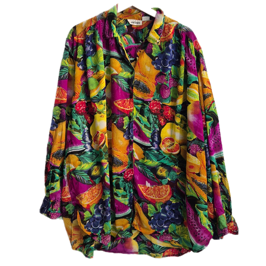 vintage oversize košulja, uzorak voća