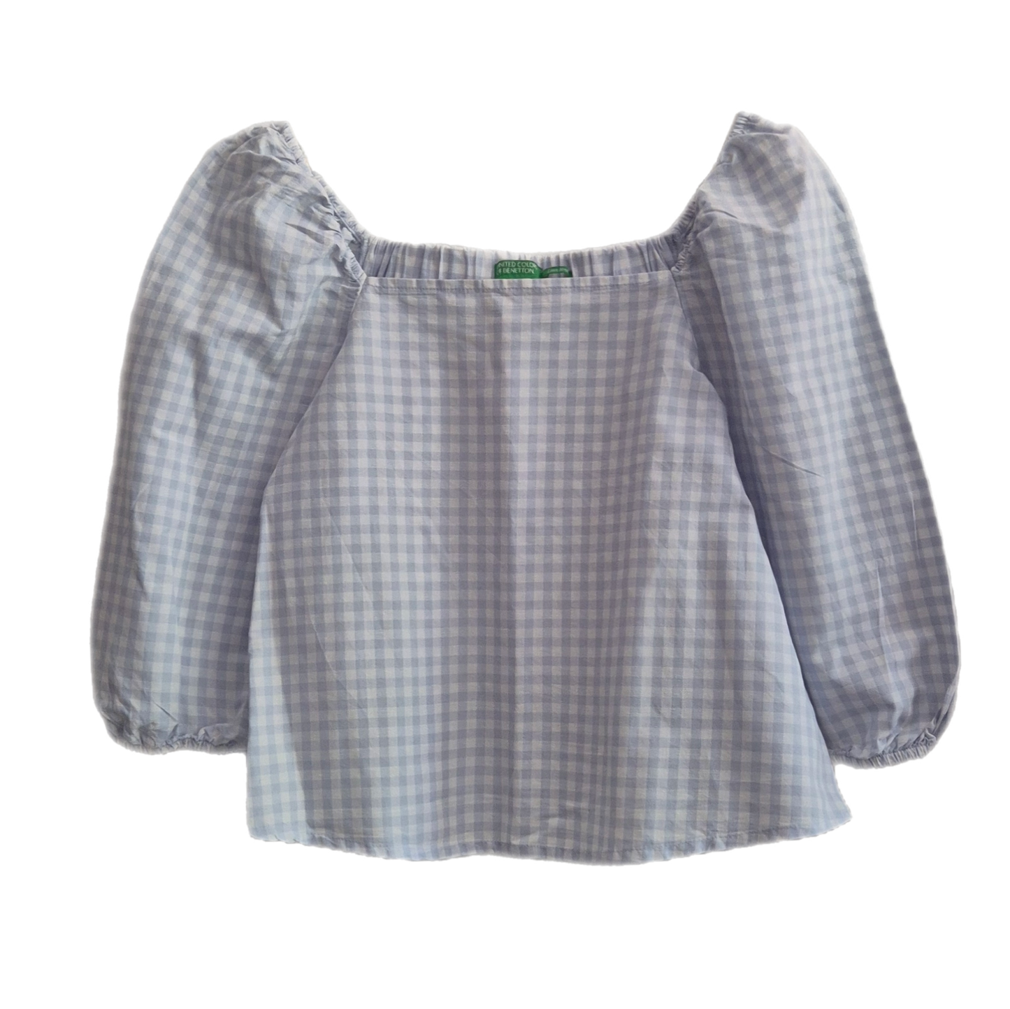 BENETTON gingham bluza, pamuk i lan