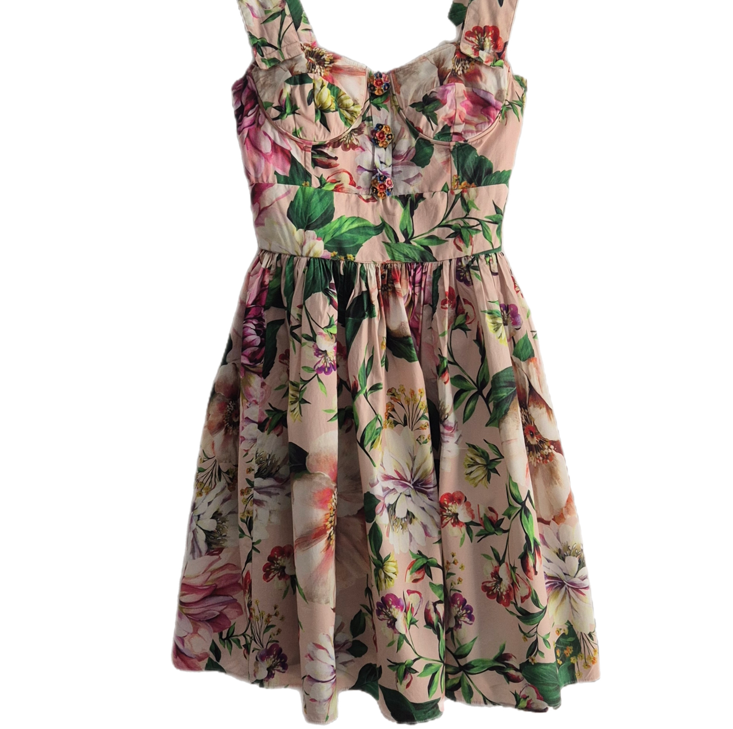 floral haljina s predivnom dugmadi, pamuk, nova